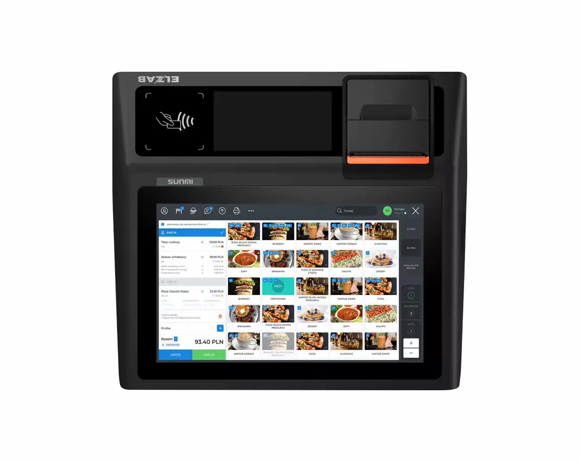  ELZAB T10
Der ELZAB T10 ist ein All-in-One-Gerät, das aus einem Fiskaldrucker, einer POS-Platt