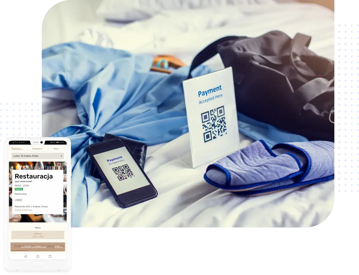  Roomservice dla hoteli
Wykorzystaj kody QR, by usprawnić zamawianie posiłków przez gości bezpo