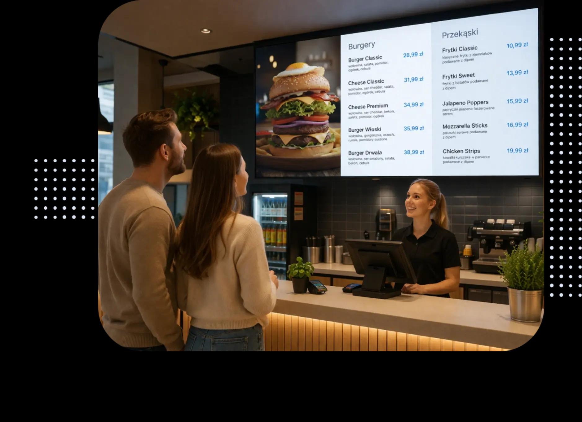  Digital Menu Boards - modern menus within sight.
Display your menu on screens and TVs in a mod