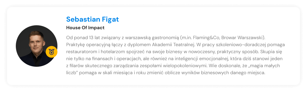 Biogram Sebastiana Figata z House of Impact, prelegenta webinaru.